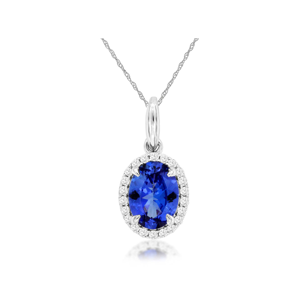 14K White Gold Tanzanite & Diamond Necklace Georgetown Jewelers Wood Dale, IL