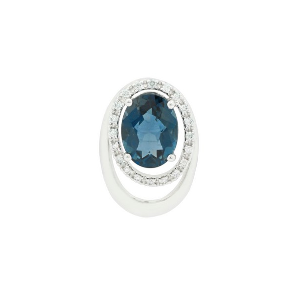 14K White Gold Blue Topaz & Diamond Pendant Georgetown Jewelers Wood Dale, IL