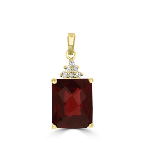 14K Yellow Gold Garnet & Diamond Pendant Georgetown Jewelers Wood Dale, IL