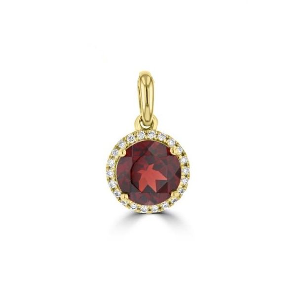 14K Yellow Gold Garnet & Diamond Pendant Georgetown Jewelers Wood Dale, IL
