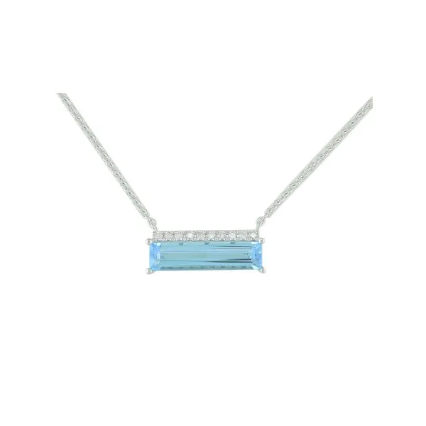 14K White Gold Blue Topaz & Diamond Necklace