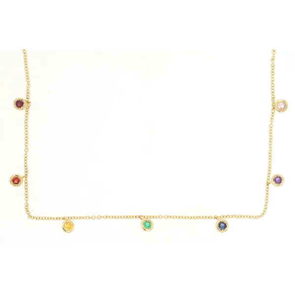 14K Yellow Gold Rainbow Sapphire Necklace