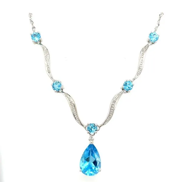 Estate Adjustable Gold Blue Topaz & Diamond Necklace Georgetown Jewelers Wood Dale, IL