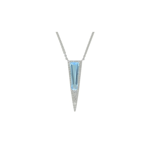 14K White Gold Adjustable Blue Topaz & Diamond Necklace Georgetown Jewelers Wood Dale, IL