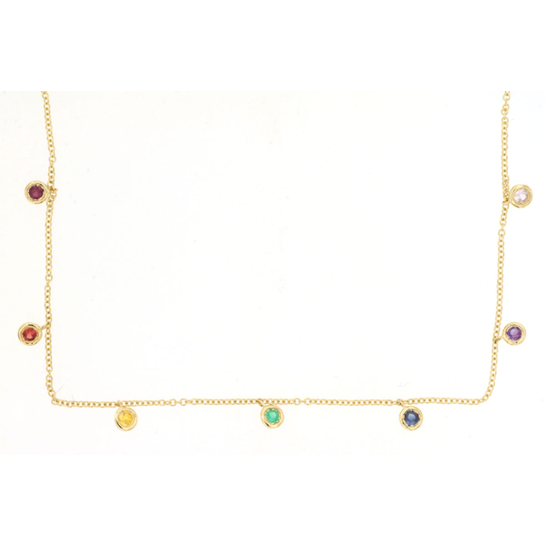 14K Yellow Gold Rainbow Sapphire Necklace Georgetown Jewelers Wood Dale, IL