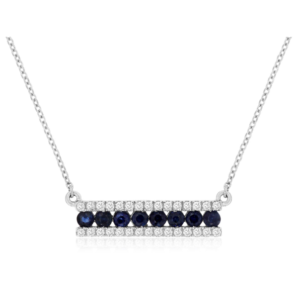 14K White Gold Sapphire & Diamond Necklace Georgetown Jewelers Wood Dale, IL