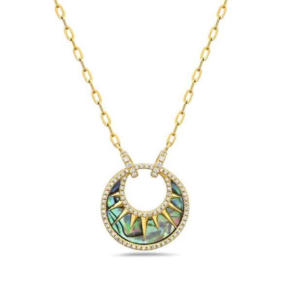14K Yellow Gold Abalone & Diamond Necklace Georgetown Jewelers Wood Dale, IL
