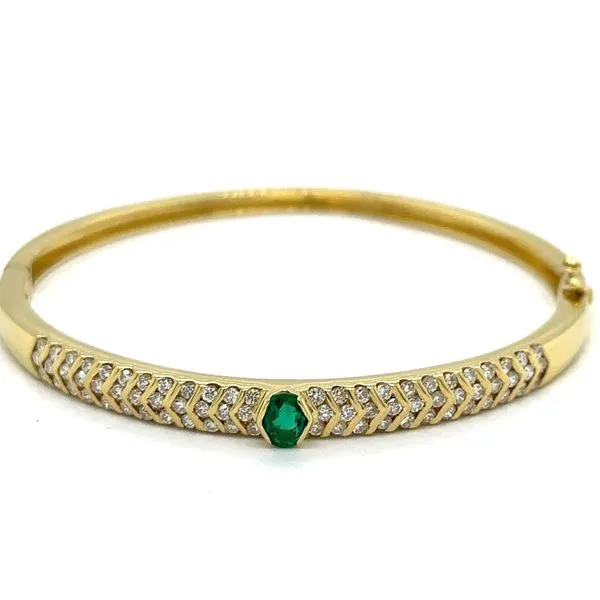 Emerald & Diamond Bangle Image 2 Georgetown Jewelers Wood Dale, IL