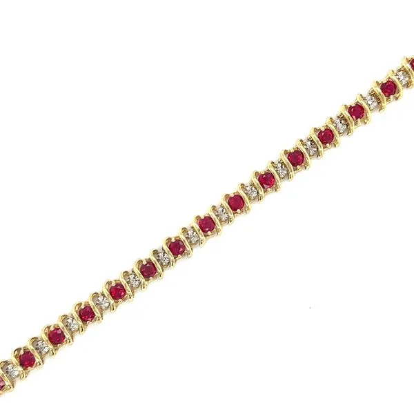 Estate Gold Diamond & Ruby Swirl Tennis Bracelet Image 2 Georgetown Jewelers Wood Dale, IL