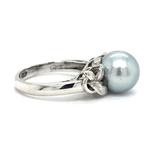 Estate 14K White Gold Gray Pearl Ring