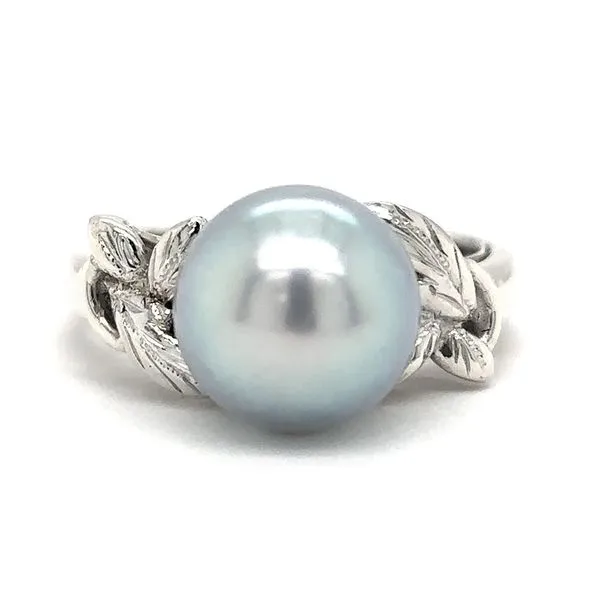 Estate 14K White Gold Gray Pearl Ring
