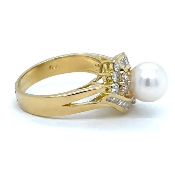 Estate 18K Yellow Gold Pearl & Diamond Ring Image 2 Georgetown Jewelers Wood Dale, IL