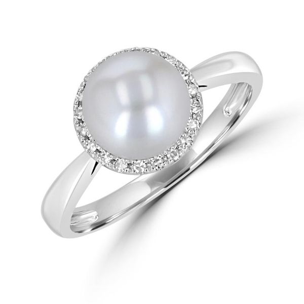 14K White Gold Pearl & Diamond Ring Georgetown Jewelers Wood Dale, IL
