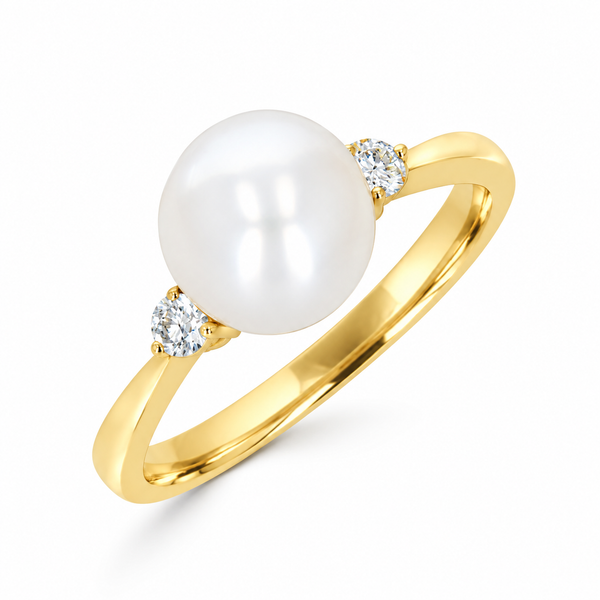 14K Yellow Gold Pearl & Diamond Ring Georgetown Jewelers Wood Dale, IL