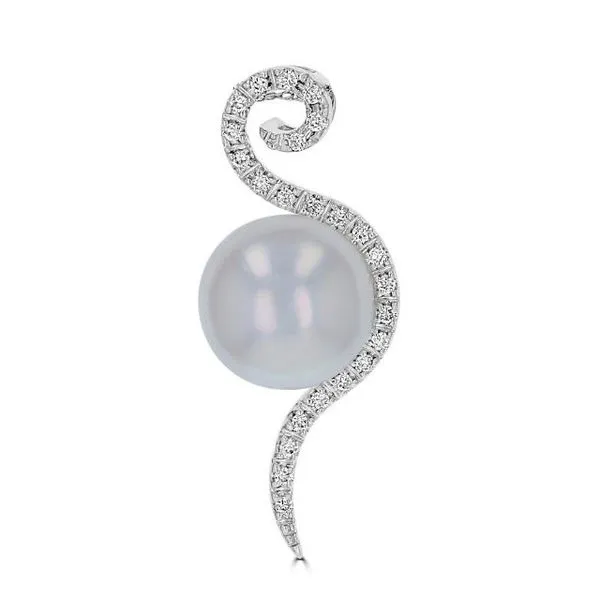 14K White Gold Pearl & Diamond Pendant