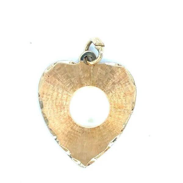 Estate 14K Yellow Gold & Pearl Heart Charm Georgetown Jewelers Wood Dale, IL