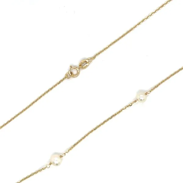 Estate 14K Yellow Gold Freshwater Pearl Tincup Necklace 17\
