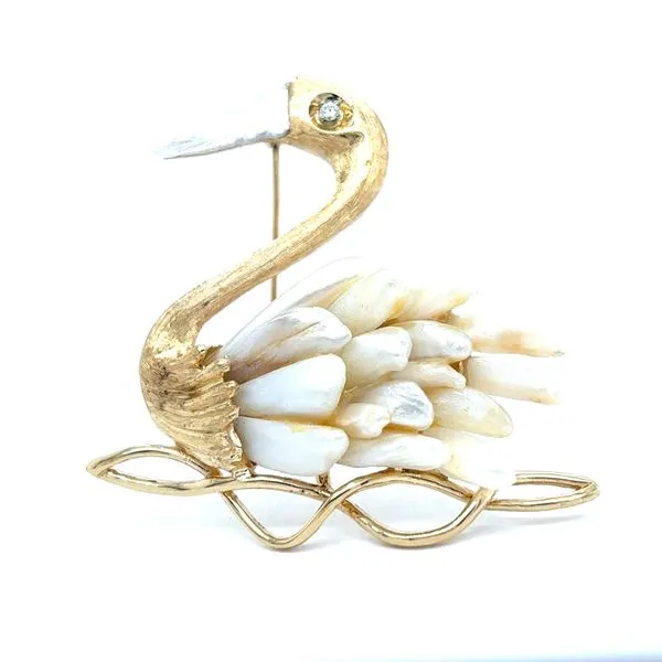 Estate Gold & Fresh Water Pearl Swan Brooch Georgetown Jewelers Wood Dale, IL