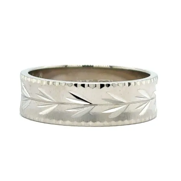 Estate 14K White Gold Diamond Cut Band