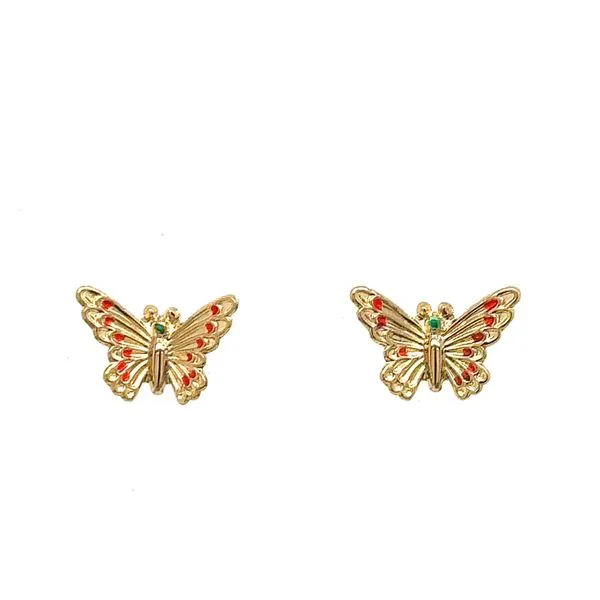 Estate Gold Butterfly Stud Earrings Image 2 Georgetown Jewelers Wood Dale, IL