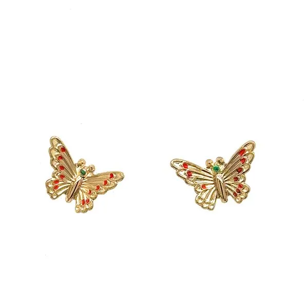 Estate Gold Butterfly Stud Earrings Georgetown Jewelers Wood Dale, IL
