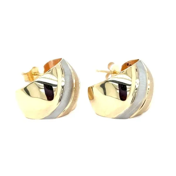Estate 10K Two Tone Gold Hoop Earings