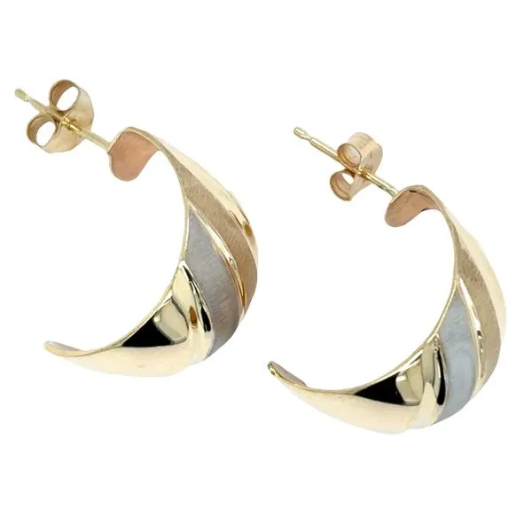 Estate 10K Two Tone Gold Hoop Earings