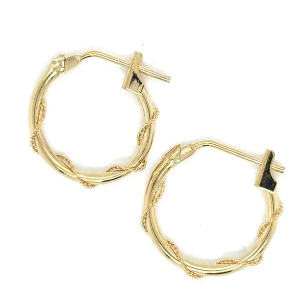 Estate 14K Yellow Gold Petite Wire Wrapped Huggies