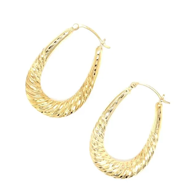 Estate 14K Yellow Gold Large Oval Hoops