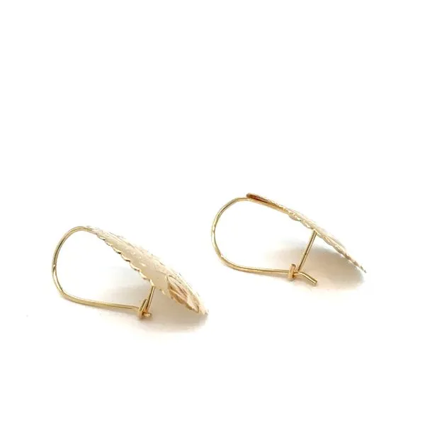 Estate 14K Yellow Gold Pear Shape Floral Diamond Cut Earr...