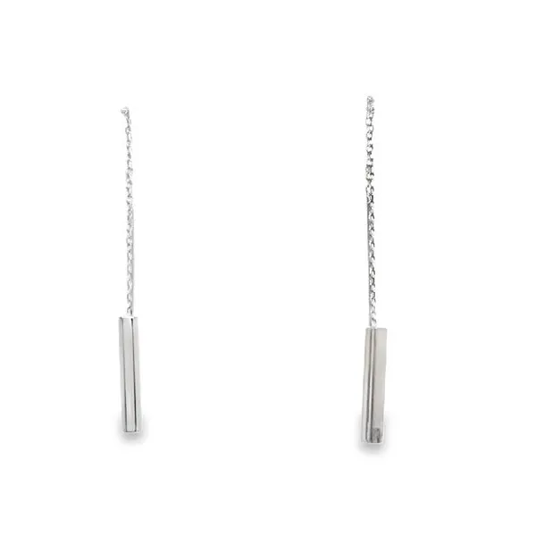 Estate 14K White Gold Threader Earrings with Rectangular ...