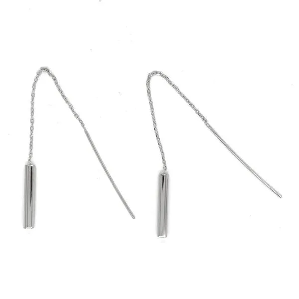 Estate 14K White Gold Threader Earrings with Rectangular ...