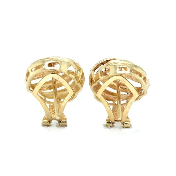 Estate 14K Yellow Gold Love Knot Omega Earrings