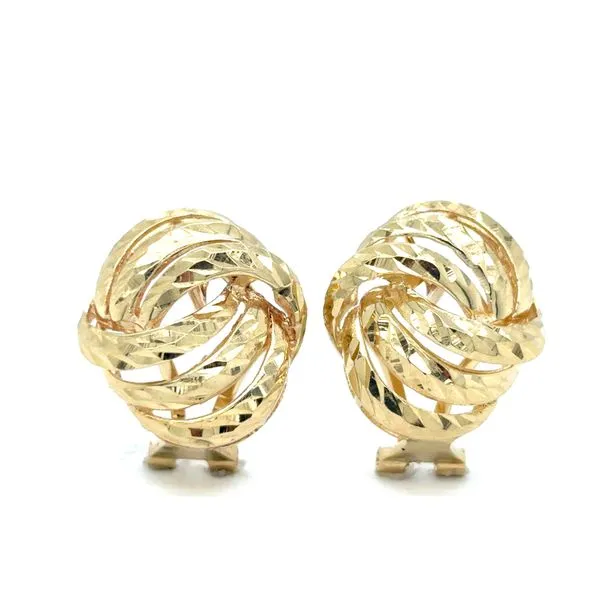 Estate 14K Yellow Gold Love Knot Omega Earrings similar item image