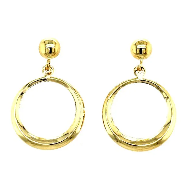 Estate 14K Yellow Gold Round Hollow Drop Earrings