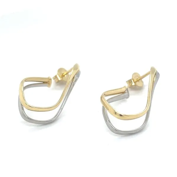 14K Two Tone Gold Earrings