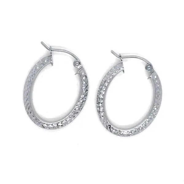 14K White Gold Hoop Earrings