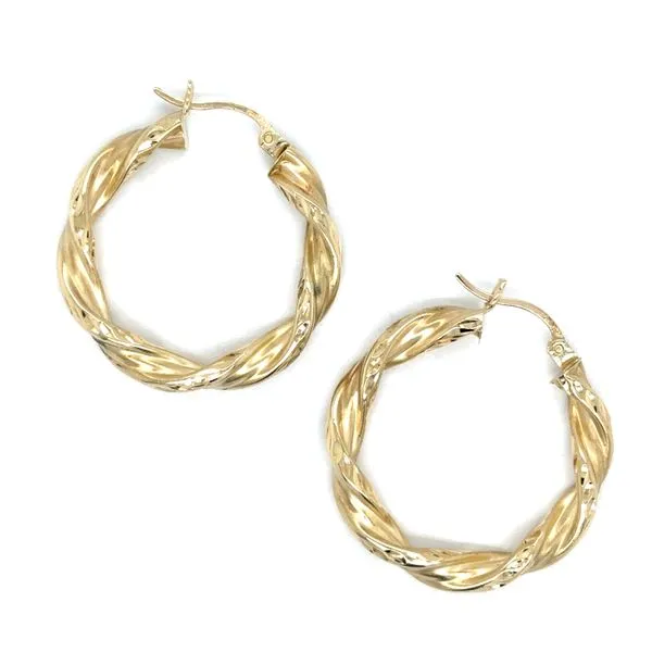 Estate 14K Yellow Gold Twisted Hollow Hoops