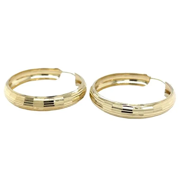 Estate 14K Yellow Gold XL Faceted Hoops