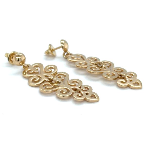 Estate Gold ScrollDrop Earrings Image 2 Georgetown Jewelers Wood Dale, IL
