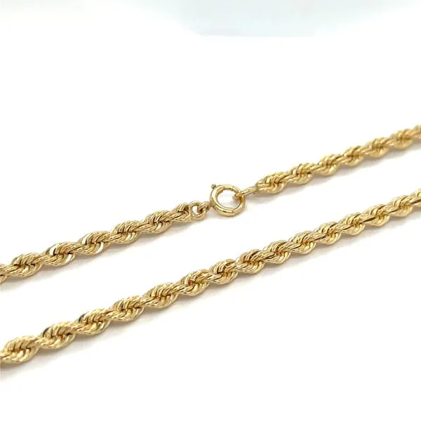 Estate 14K Yellow Gold Solid Diamond Cut Rope Chain 30.5