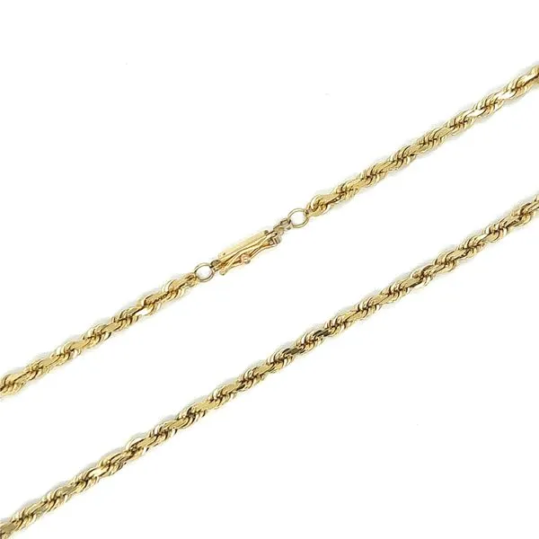 Estate 14K Yellow Gold Diamond Cut Solid Rope Chain 18.5