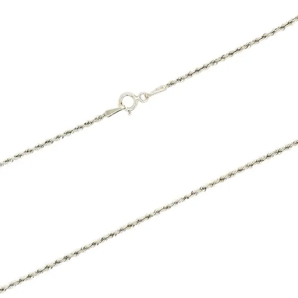 Estate 10K White Gold Diamond Cut Rope Chain 20.5\