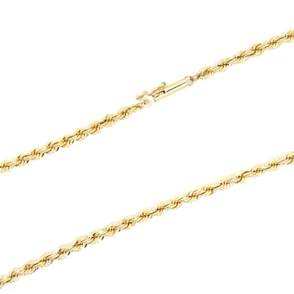 Estate 14K Yellow Gold Solid Diamond Cut Rope Chain 30\
