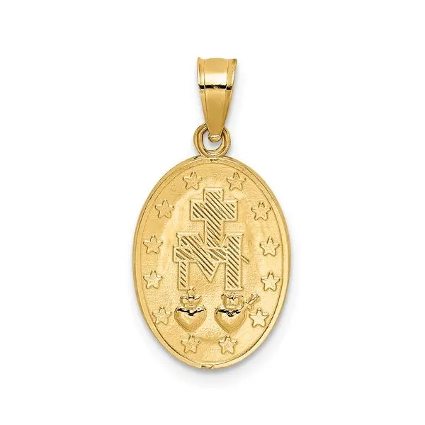 14K Yellow Gold Miraculous Medal Image 2 Georgetown Jewelers Wood Dale, IL