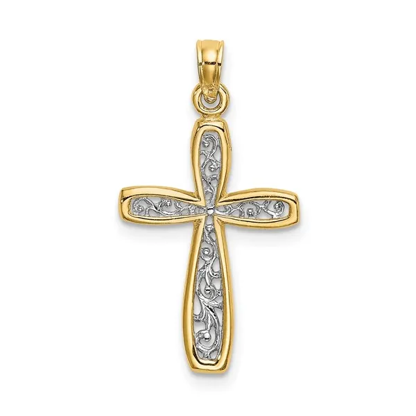 14K Two Tone Gold Cross