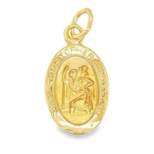 Estate 14K Yellow Gold Petite Oval St. Christopher Medal