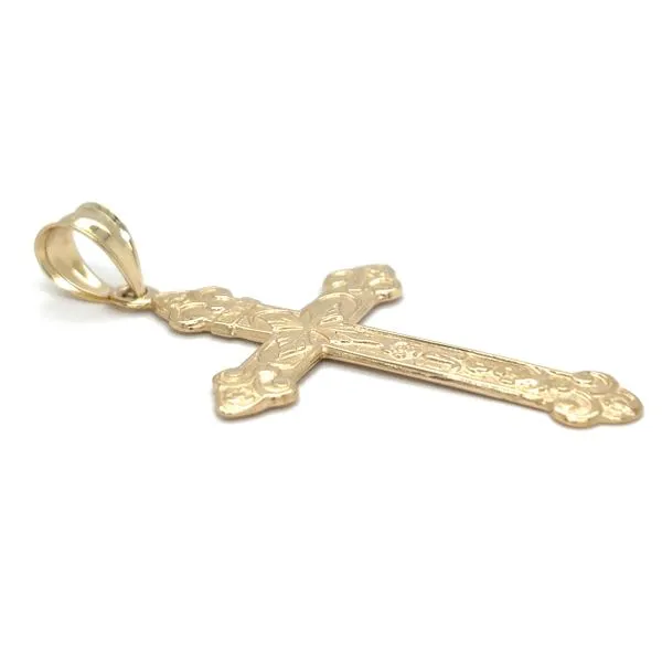 Estate 14K Yellow Gold Floral Cross