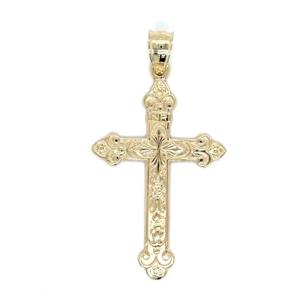 Estate 14K Yellow Gold Floral Cross