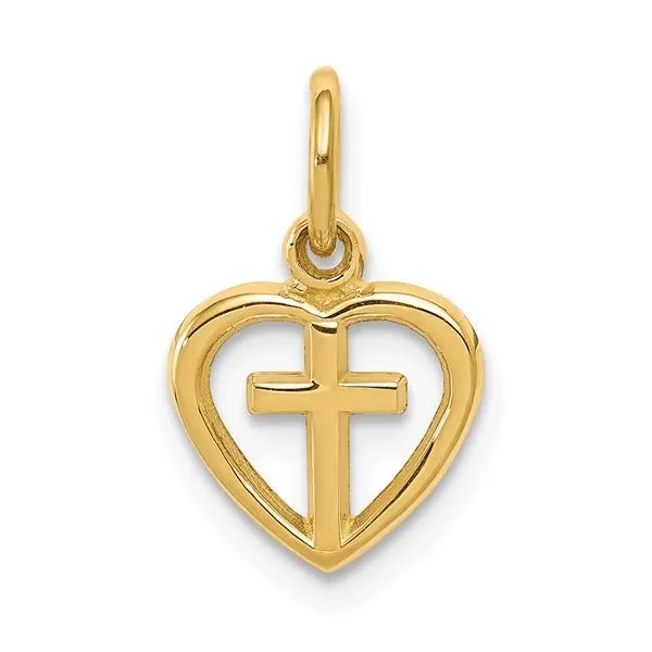 14K Yellow Gold Heart Cross Charm Georgetown Jewelers Wood Dale, IL